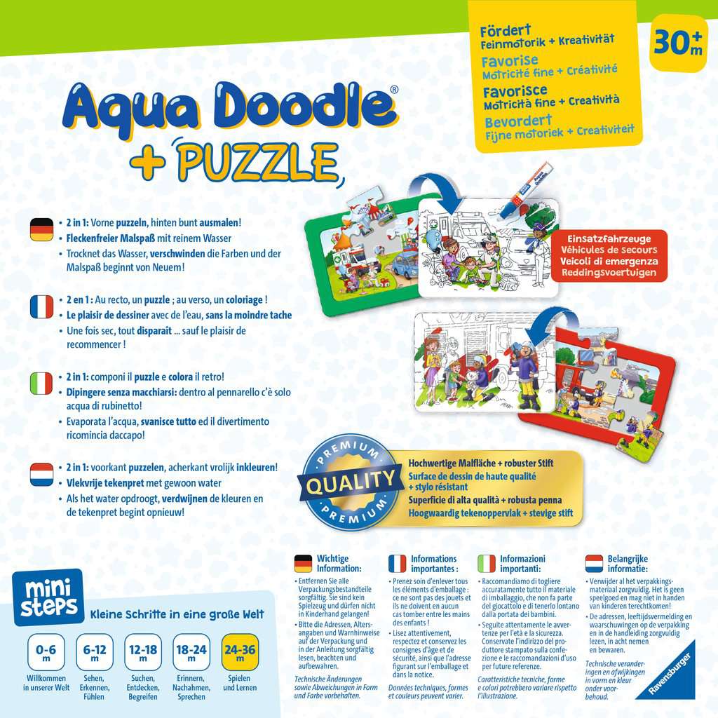 Aqua Doodle® Puzzle: Einsatzfahrzeuge - Ravensburger Vanellas Spielewelt