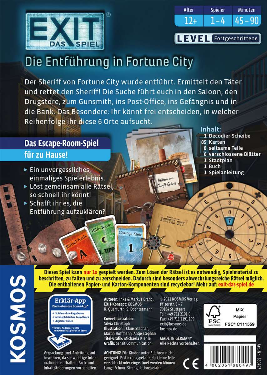 EXIT® - Das Spiel: Die Entführung in Fortune City
Level: Fortgeschrittene Vanellas Spielewelt