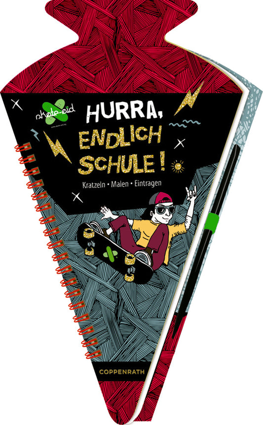 Schultüten-Kratzelbuch Hurra, endlich Schule! skate-aid Vanellas Spielewelt