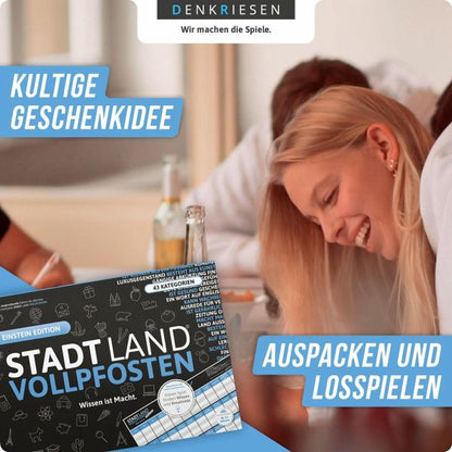 Stadt Land Vollpfosten Spielblock - Einstein Edition Vanellas Spielewelt